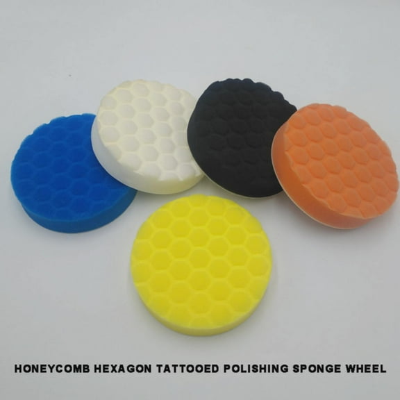 5Pcs 7 Inch Buffing Polishing Pads Kit, Compound Sponge & Wool Pads for 7" Backing Plate, Car Polisher & Waxing Tool