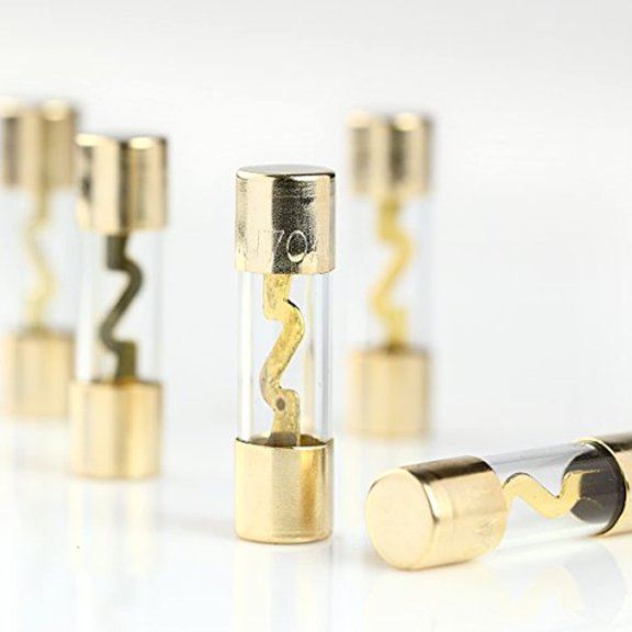 5Pcs 70 AMP AGU GOLD PLATED FUSES ROUND GLASS FUSE