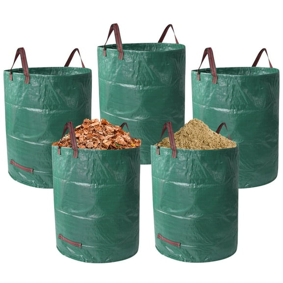 5Pcs 72 Gallons Heavy Duty Gardening Bags, Waterproof Lawn Pool Garden Bag, Gardening Trimming Containers for Collecting Leaves Waste Rubbish Plants Grass