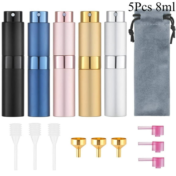 Mini Cologne Perfume Spray Bottle 8ml Refillable Travel Bottles, 5 Count