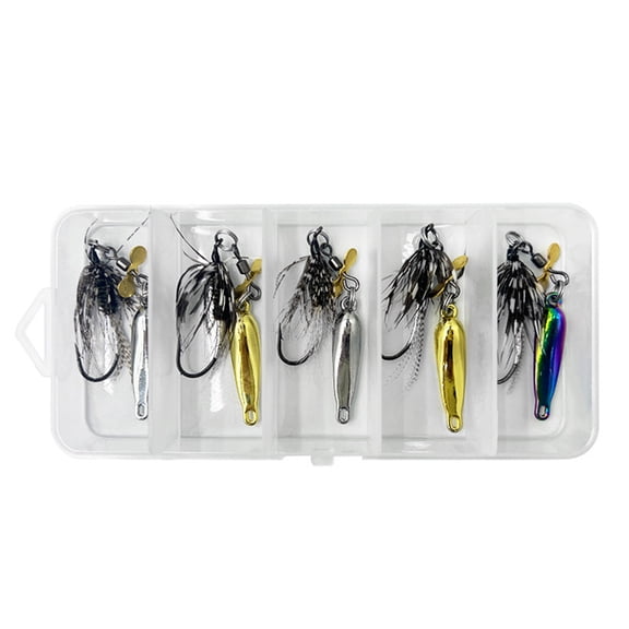 5Pcs 9.1CM/3.2G 9.3CM/4.5G 9.7CM/7G Flying Fishing Lure with Spinner Blade Long Casting Rotating Sequin Spoon Spinnerbait Bass Fishing Accessories