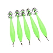 5Pcs 9.5cm Glow Squid Jigs Shrimp Lure Baits Squid Jigs Hook for Saltwater Fishing Artificial Baits