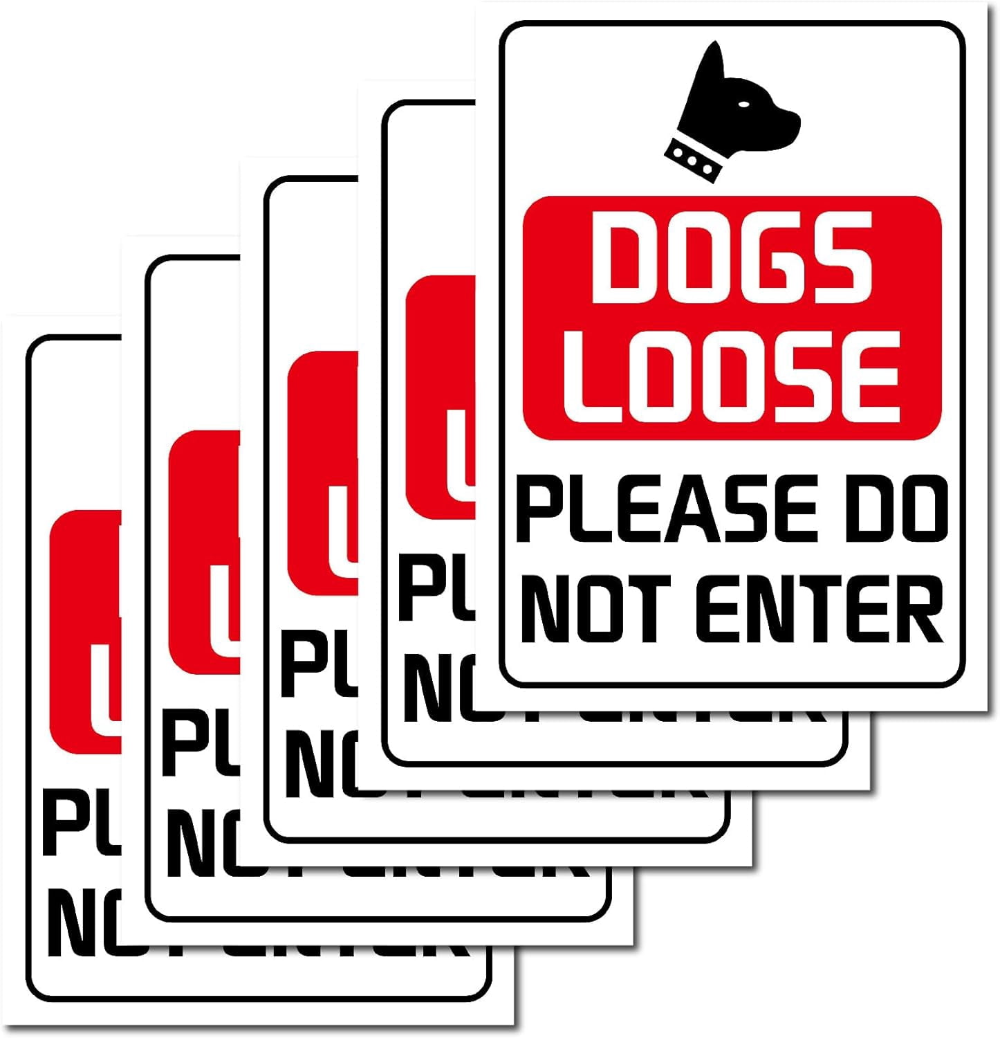 5Pcs 9.8 x 6.9 Inch Dog Sign Sticker Warning Stickers Waterproof PVC ...