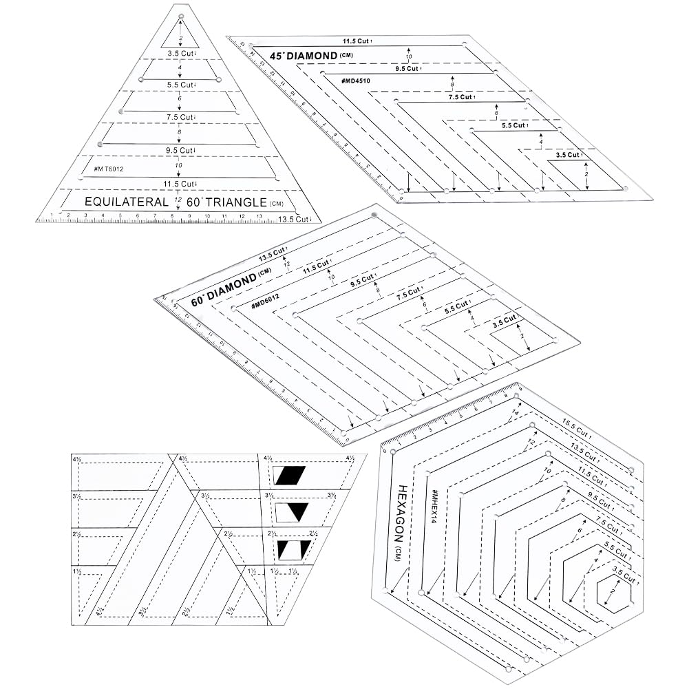 5Pcs Acrylic Quilting Rulers 5 Styles Sewing Patchwork Ruler Quilting ...