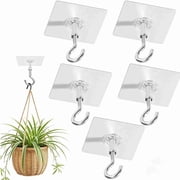 5Pcs Adhesive Ceiling Hooks, Heavy Duty Ceiling Hooks for Hanging Plants, No Drill Outdoor Sticky Ceiling Hanger, Stick on Hooks for Lights, Wind Chimes, Lantern