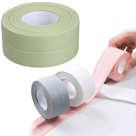5Pcs Adhesive Tape Sealing Bathroom PVC Home Decor Daycount Tape Caulk Strip for toliet Bathtub Kitchen Wall Edge Adhesive Corner Liner,Tape Caulk Strip Seal