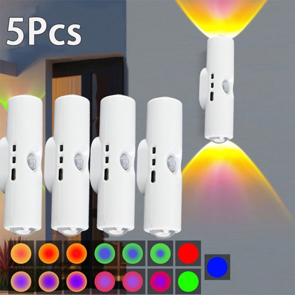 5Pcs Adjustable Brightness Magnetic Dual-Head Wall Lamp Vibrant Gradient Ambient Night Light Ideal for Bedrooms, Hallways, Staircases, and Office Ambient Lighting