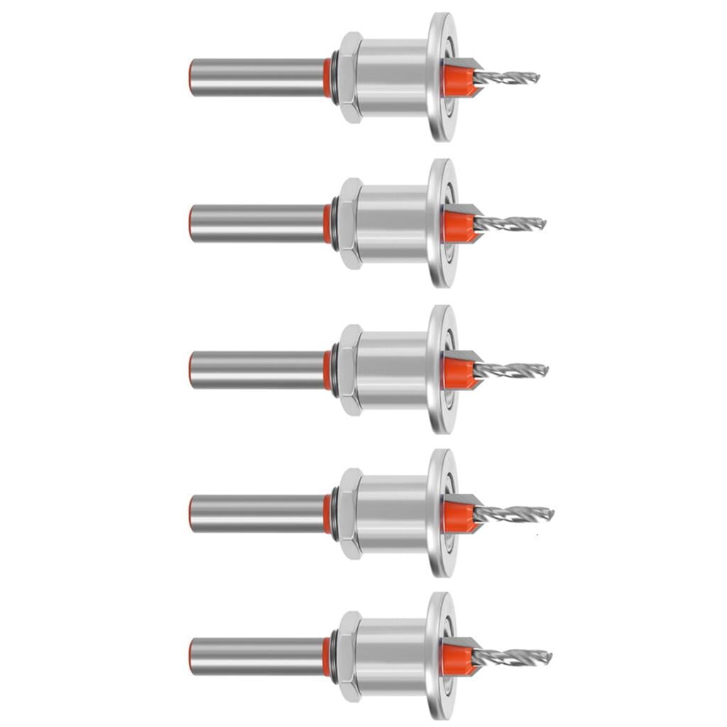 5Pcs Adjustable Depth Stop Countersink Drill Bit for Wood and Board Installation