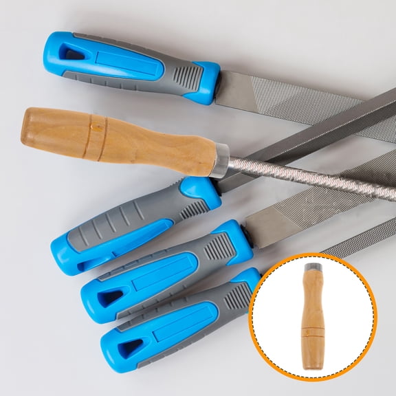 5Pcs Adjustable File and Tool Handle Wooden File Handle with Strong Metal Collars for File Cutting Tool Craft ( 6.2mm Inner Hole )