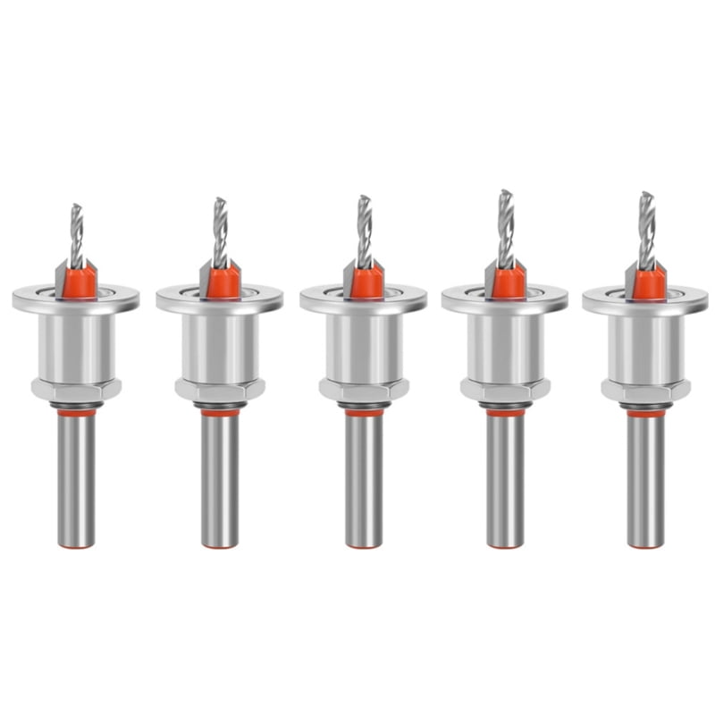 5Pcs Adjustable Tapered Countersink Drill Bit Set Carbide Tipped Limit Taper Hole Drill Bit for Wood Installation Tool