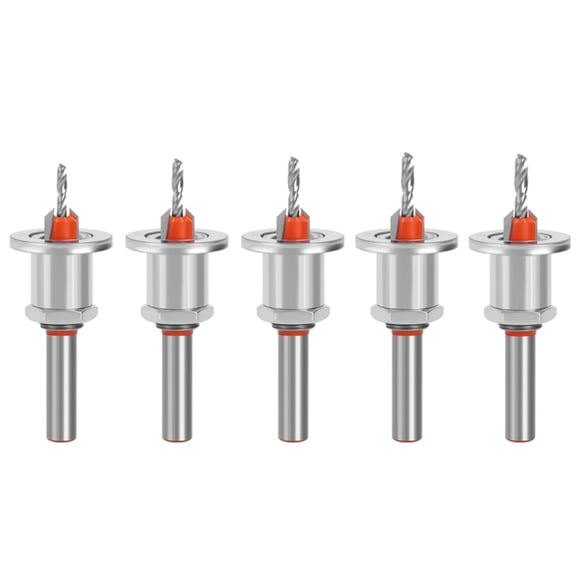 5Pcs Adjustable Tapered Countersink Drill Bit Set Carbide Tipped Limit Taper Hole Drill Bit for Wood Installation Tool