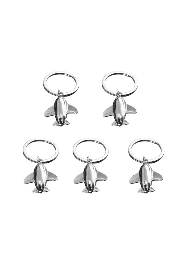 5Pcs Airplane Keyring Silver Alloy Pendant Keychain For Friends