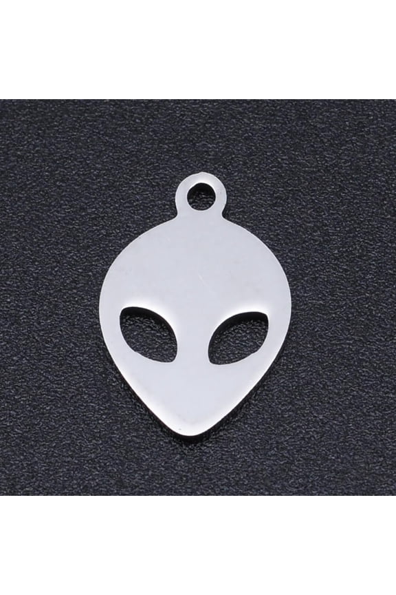 5Pcs Alien Charms 15x10x1mm 201 Stainless Steel Laser Cut Pendants Metal Flat ET Head Pendants Moon Alien Bird Charms with 1.5mm Hole Ideal for Jewelry Making and Craft Projects