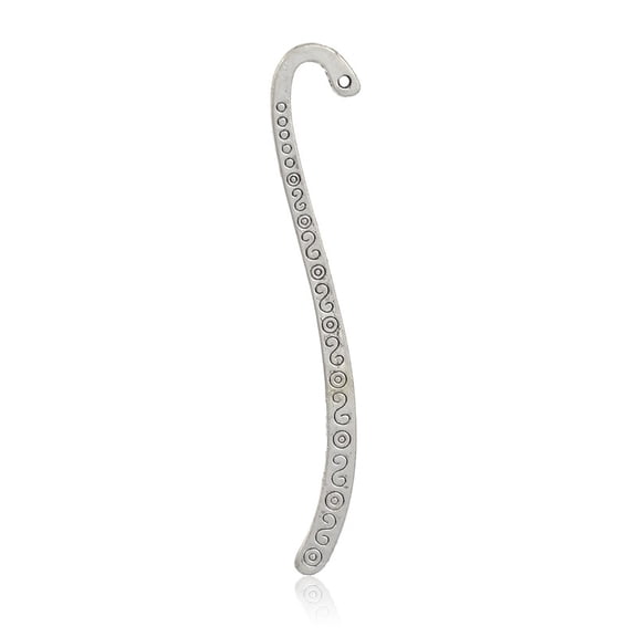 5Pcs Alloy Bookmark Blanks Flat Hook Design Silver Tone Crafting 120x21x2mm