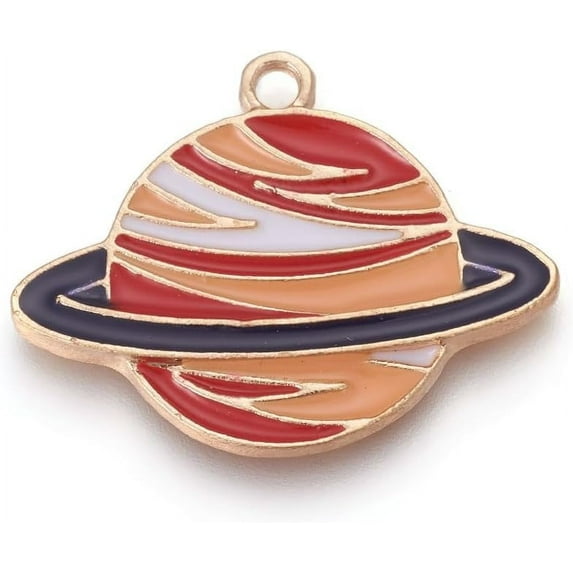 5Pcs Alloy Enamel Saturn Pendants Universe Style Metal Charms Pendant Saturn Pendant Charm for Women DIY Necklace Bracelet Jewelry Craft Making 21x27x2mm Hole: 2mm colorful DIY