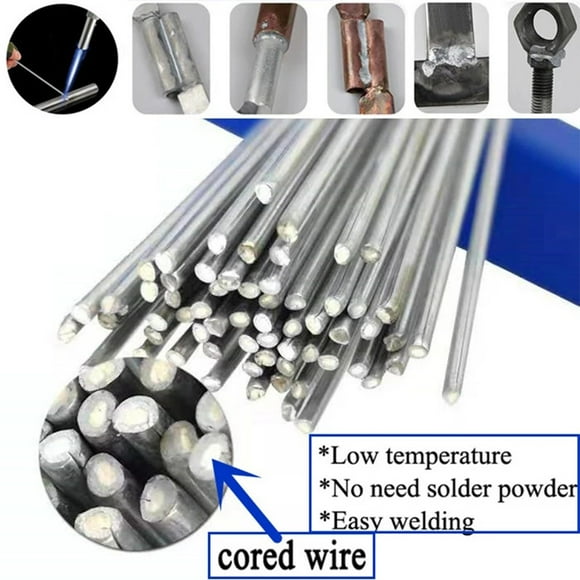 5Pcs Aluminum Welding Rod No Need Solder Powder 330/500Mm 1.6/2Mm Low Temperature Flux Cored Wire Silver Welding Accessory 500Mm*1.6Mm Fangkenuo