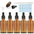 thumbnail image 1 of 5Pcs Amber Glass Dropper Bottles With Black Caps, Measured Pipette, Funnel and Labels；50ML Glass Eye Dropper Bottles for Essential Oil Pipette Refillable, 1 of 9