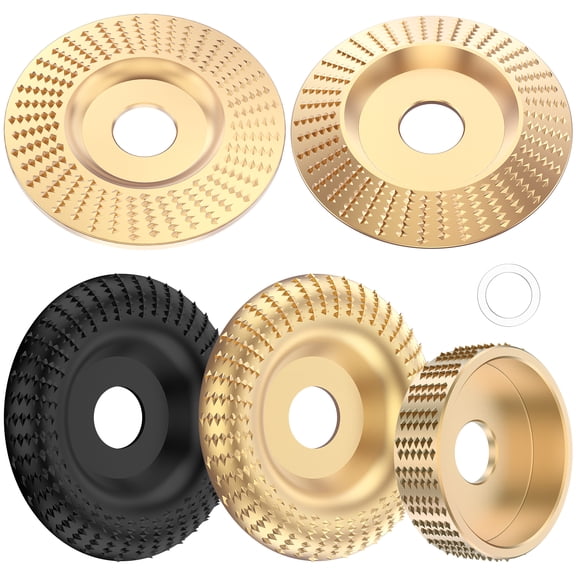 5Pcs Angle Grinder Wood Carving Disc Set Carbon Steel Wood Grinding Shaping Disc Multifunctional Wood Grinding Shaping Wheel Angle Grinder Attachment for DIY Carving Wood