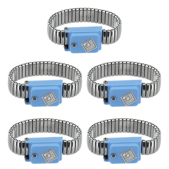 5Pcs Anti Static Wrist Strap Blue 6.7" Perimeter Esd Anti Static Wristbands Cordless Length 21-32CM Adjustable for Sensitive Electronic Devices