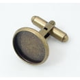 thumbnail image 1 of 5Pcs Antique Bronze Bass Blank Cufflinks 27x16mm Flat Round Smooth Links Round Cuff Components Blank Setting Tray Classic Cufflinks with 14mm Tray, 1 of 3