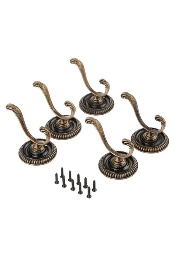 5Pcs Antique Door Hanger Hooks Vintage Bathroom Wall Hanger Hats Bag Keychain Zinc Alloy Hook Coat Wall Hooks with Screws 5.4cm,Wall Hook Screw