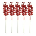 thumbnail image 1 of 5Pcs Artificial Berry Picks, Christmas Berry Stems, Berry Sprigs for Christmas Tree, Glitter Berry Branches for Xmas Garland Wreath, Faux Berry Picks for Vase Filler and Centerpiece Decor, 1 of 5