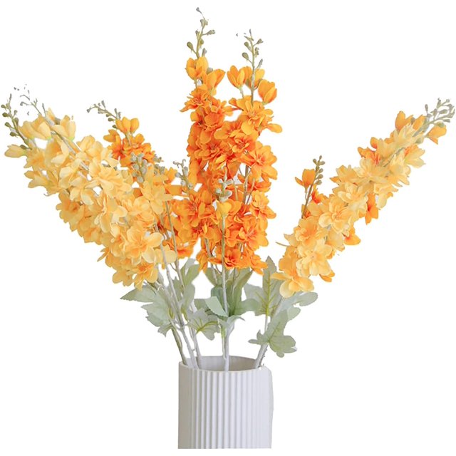 5Pcs Artificial Delphinium Flowers Long Stem Artificial Flowers Silk