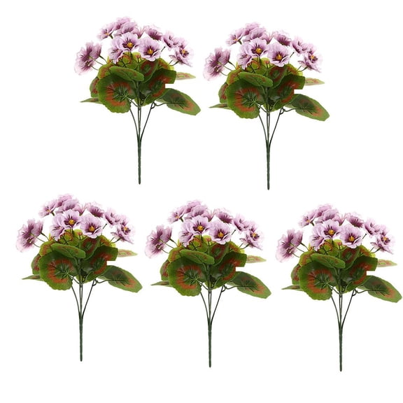 5Pcs Artificial Pansy Flowers For Indoor Outdoors, Artificial Primroses Bushes Flower Spring Plastic Fake Plants, Fake Faux
