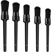 5Pcs Auto Car Detailing Brush Set, Premium Natural Boar Hair Mixed Fiber Plastic Handle Car Cleaning Detailing Brushes Kit for Cleaning Wheels, Engine, Leather, Air Vents, Emblems