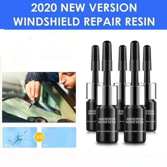 5Pcs Automotive Glass Nano Repair Fluid Kit,Car Windshield Repair Set,for Auto Glass Crack Crater and Scratch Fixing Black