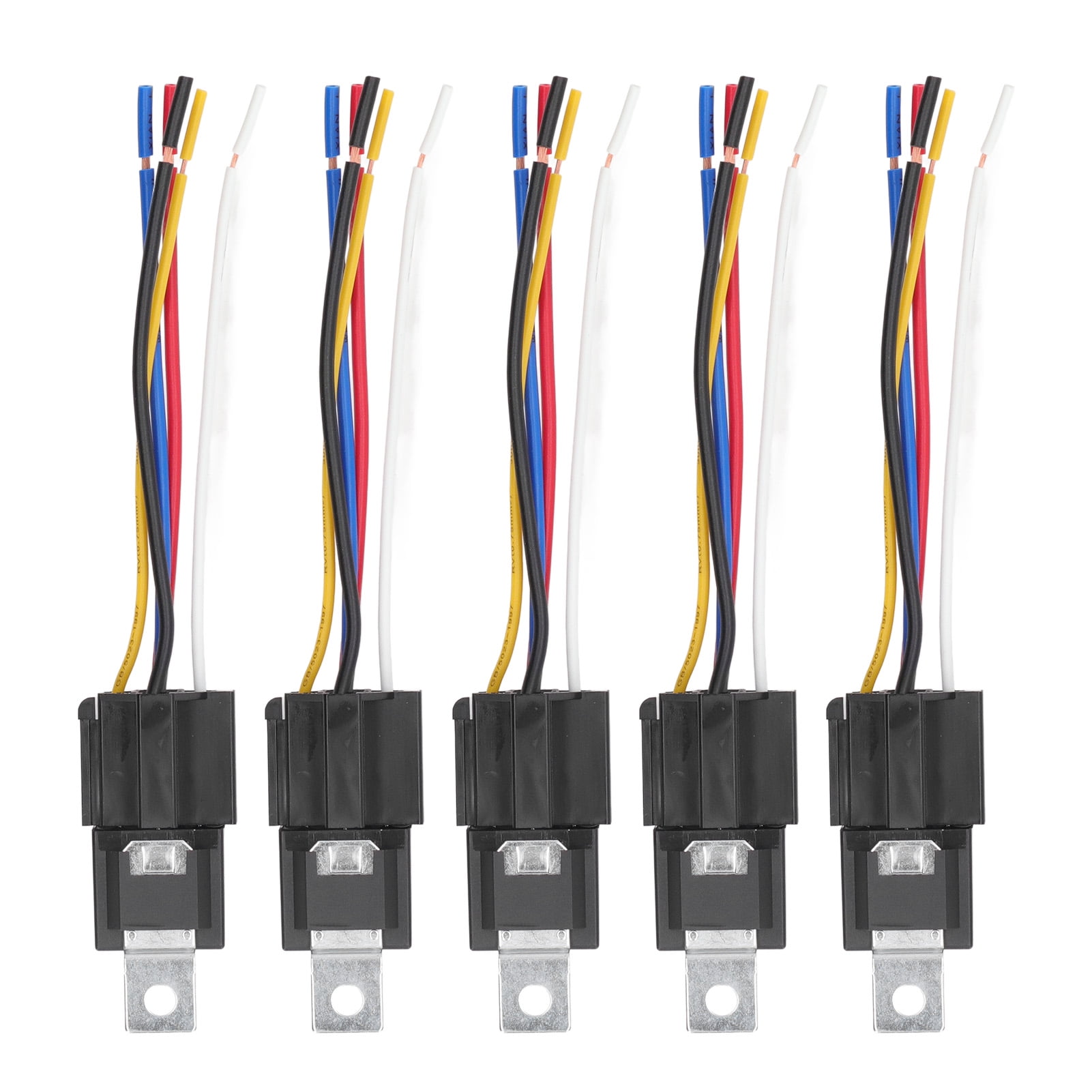 5Pcs Automotive Relay 12V 40A 5 Pin 5 Wire Interlocking Relay Socket
