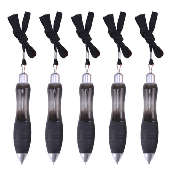 5Pcs Ballpoint Pen Retractable Round Pens with Short Clicker and Strap Fat Pens