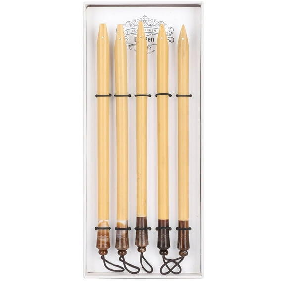 5Pcs Bamboo Dip Pen, Dip Pen Set with 5 Nibs Wooden Handler for Writing, Painting, Signing A size