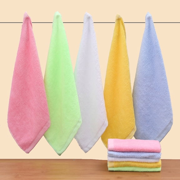 5Pcs Bamboo Rayon Face Towels, Soft Washcloth, Fast Drying Quick Absorbent, Reinforced Stitching, 25x25cm Small Square