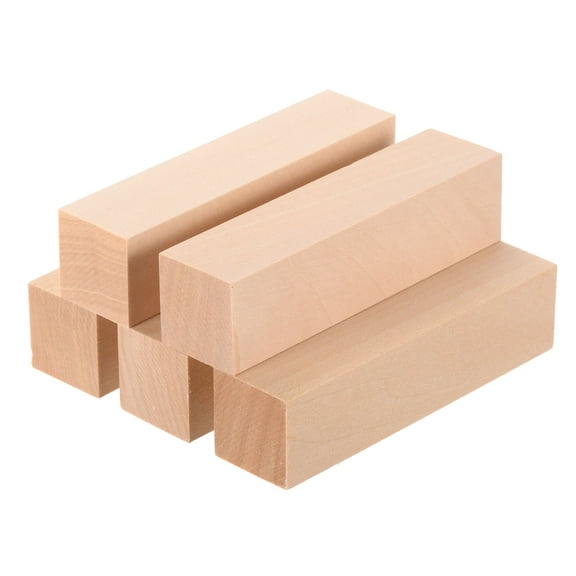 5Pcs Basswood Carving Block, 4"x1"x1" Square Wooden Dowels Blocks for DIY, Arts Decoration