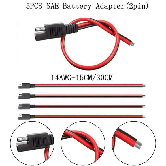 5Pcs Battery Charger Sae Connector 12V Dc Power Plug Diy Cable 14Awg Sae Power Cord Solar Battery 20A Car Battery Extension Cord