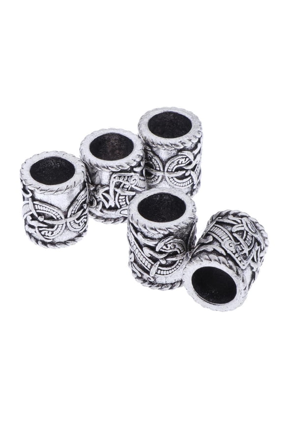 5Pcs Beads Beard Hair Beads - Dragon Rune Beads Hair Beads for Hair Beard, for Necklace Bracelet Making Beads, 9.74mm Holes