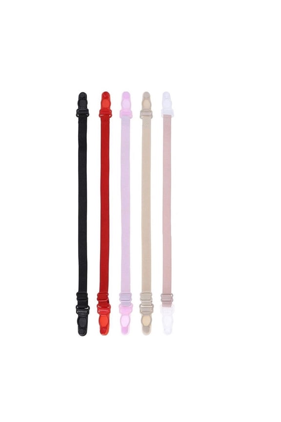 5Pcs Belt, Mixed Colors Women Elastic Band Non-Slip Adjustable Bra Straps Holder Belt with Clip