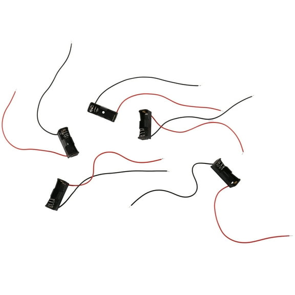 5Pcs Black 12V 23A/A23 Battery Clip Holder Case, Remote Control Button Cell Storage Box with Wire Lead