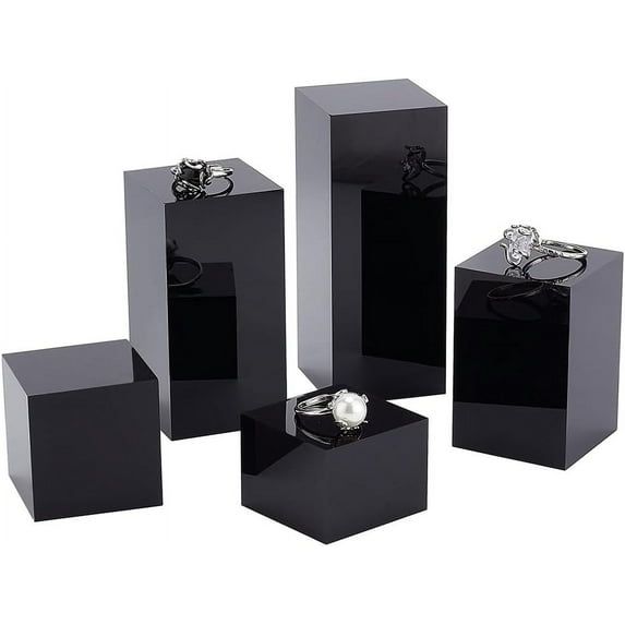 5Pcs Black Acrylic Cube Display Block 1.2/1.6/2.4/3.2/4 Inch Solid Display Pedestal Stand DIY