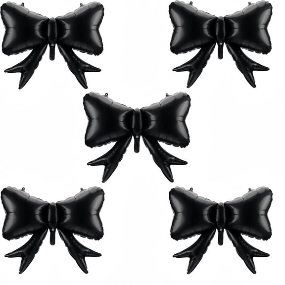 5Pcs Black Bow Balloons Decorations/Suitable for Retro Classic Party/Gothic Style Party/Luxurious Palace Princess Party/Black Wedding Party Decorations