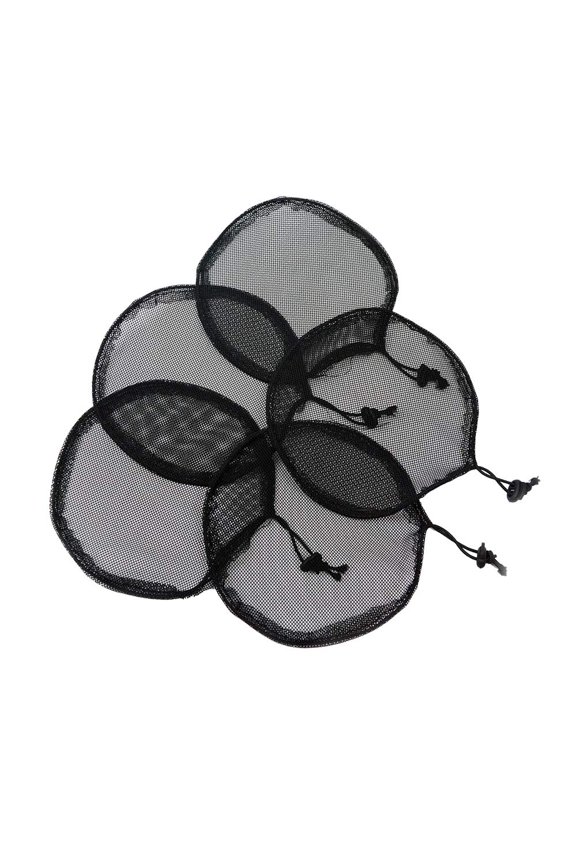 5Pcs Black Ponytail Hair Net Ponytail Wig Cap with Elastic Drawstring Ponytail Net Base for Making Hair Bun Hair Wig Making Tool for Women (Round)