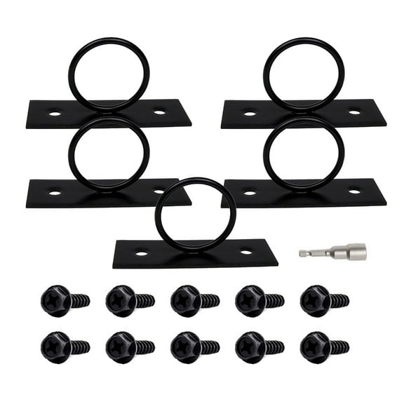 5Pcs Black Rings Rope Bracket Hook Elegant Black Rings Rope Wall Hook Rope Support for Decluttering Any Room
