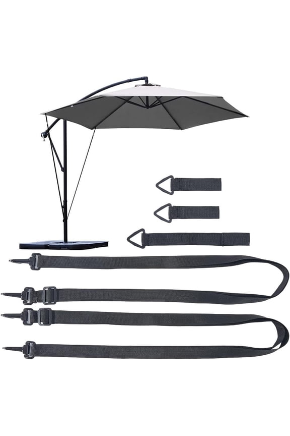 5Pcs Black Umbrella Wind Stabilizer Straps Fixed Straps for Large Outdoor Umbrella Adjustable Reusable Fixed Band Wind Lock Cantilever