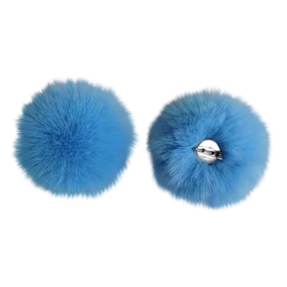 5Pcs Blue Faux Rabbit Fur Pom Poms - Pom Pom Balls with Brooch Pin, Artificial Fluffy Pompoms for Clothing, Shoes, Hats, DIY Crafts - M Size, No Need to Specify Inch as One Size Fits Multiple Uses
