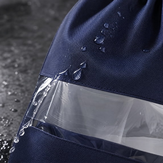 5Pcs Blue Travel Shoe Bags with Clear Window, 16.93×11.42 inch L, Non-Woven Drawstring, for Men Women Storage and Luggage