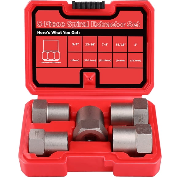 5Pcs Bolt Extractor Set 1/2 Drive Heavy Duty For Removing Stripped Lug Nuts Rounded Bolts Studs