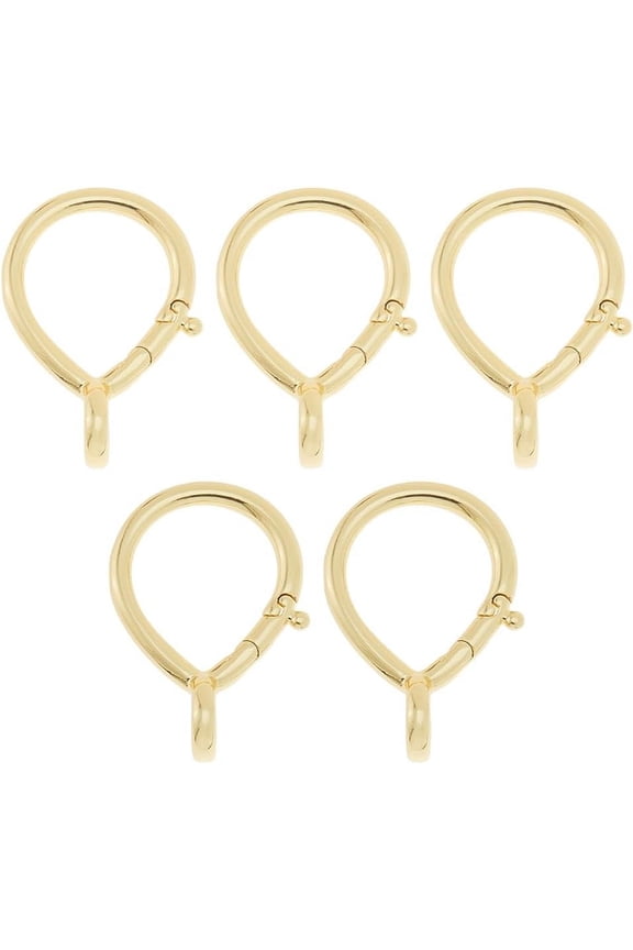5Pcs Brass Keychain Clasp Teardrop Key Chain Lock Charms Golden Locking Carabiner Connector Key Chain Ring