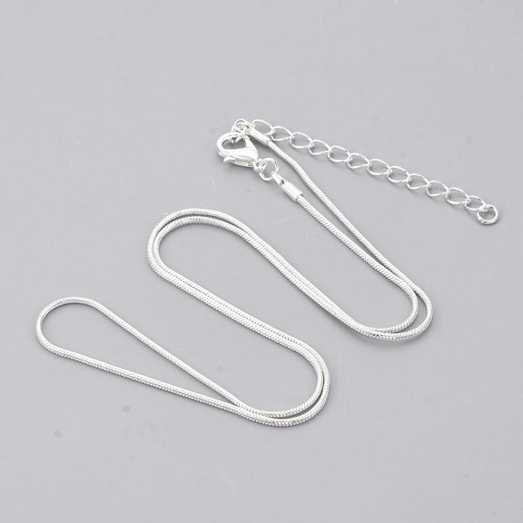 5Pcs Brass Snake Chain Necklaces Minimalist Necklace Fashion Jewelry with Lobster Clasps for Men Women Trendy Wedding Birthday Gift Silver Color Plated 18.5 inch(47.2cm) 1.2mm