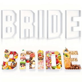 5Pcs Bride Fillable Letters Tray for Charcuterie, White Cardboard Charcuterie Board for Filling with Treats Like Strawberries Chocolates Candies, Display Letter Box for Weddings, Bridal Showers